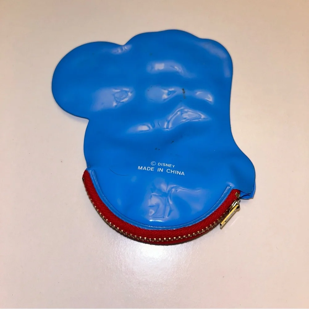 Minnie Mouse Zipper Coin Purse Squeaker Walt Disney World Souvenir Vintage Blue‎